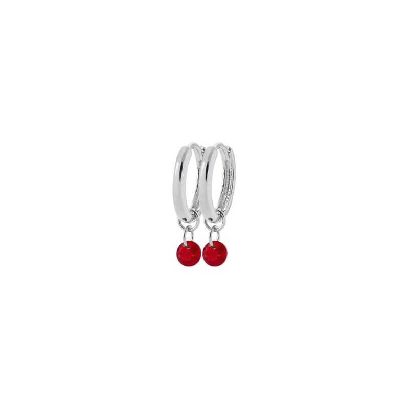 Boucles d'oreilles créoles en argent rhodié et pierres synthétiques - bijouterie haillot la seyne sur mer