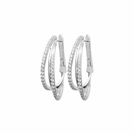 Boucles d'oreilles créoles en argent rhodié et oxydes de zirconium - bijouterie haillot la seyne sur mer
