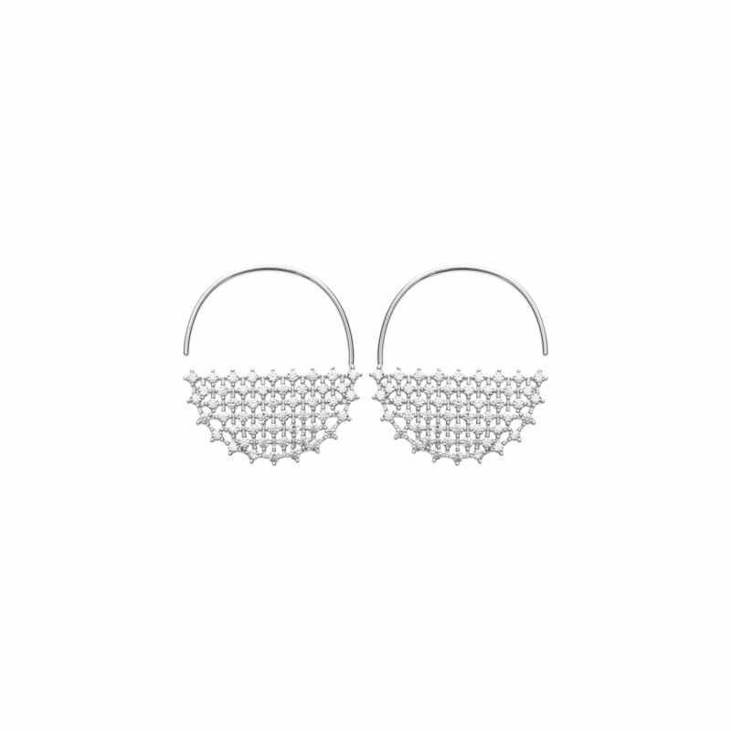 Boucles d'oreilles créoles en argent rhodié et oxydes de zirconium - bijouterie haillot la seyne sur mer