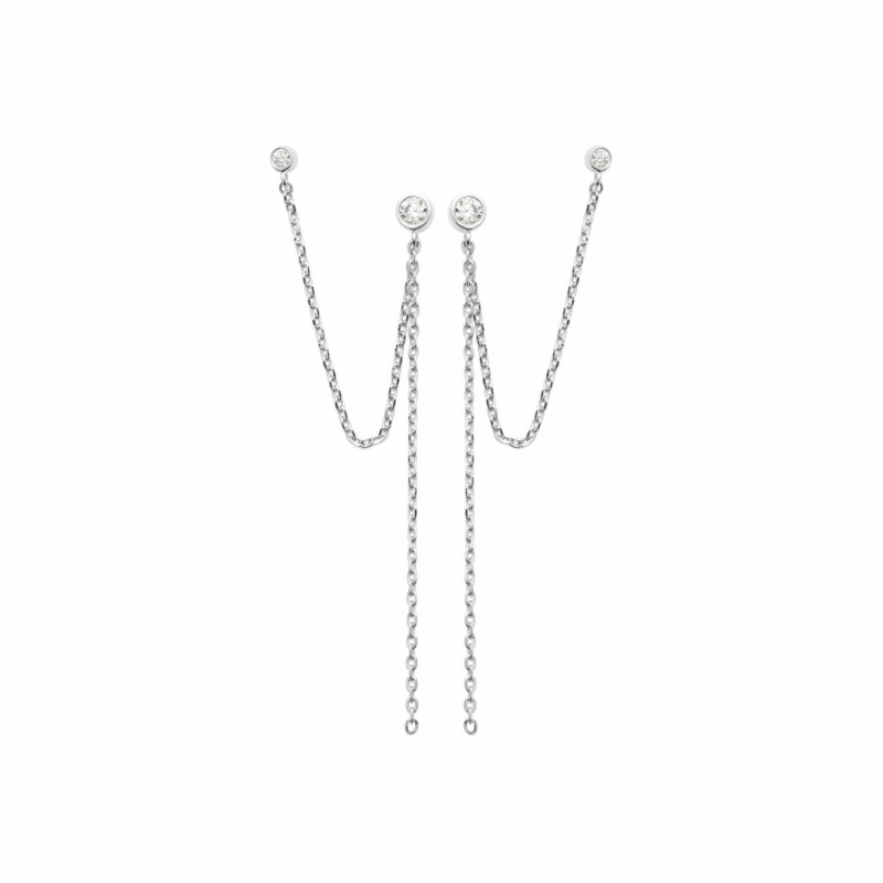 Boucles d'oreilles en argent rhodié et oxydes de zirconium - bijouterie haillot la seyne sur mer