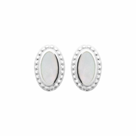Boucles d'oreilles en argent rhodié et nacre - bijouterie haillot la seyne sur mer