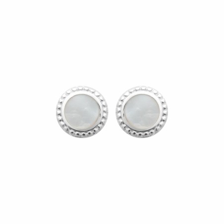 Boucles d'oreilles en argent rhodié et nacre - bijouterie haillot la seyne sur mer