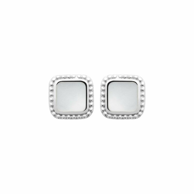 Boucles d'oreilles en argent rhodié et nacre - bijouterie haillot la seyne sur mer