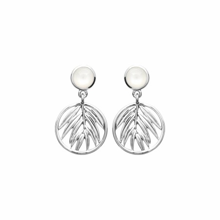 Boucles d'oreilles en argent rhodié et nacre - bijouterie haillot la seyne sur mer