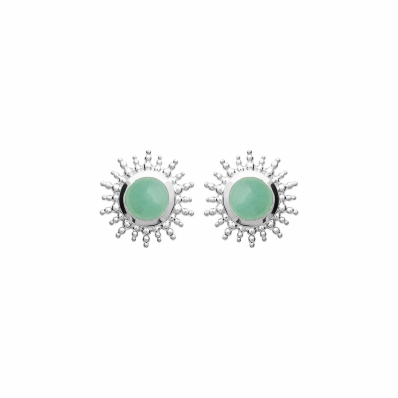 Boucles d'oreilles en argent rhodié et aventurine - bijouterie haillot la seyne sur mer