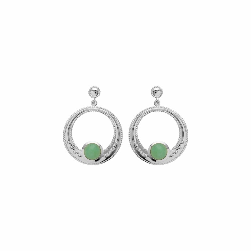 Boucles d'oreilles en argent rhodié et aventurine - bijouterie haillot la seyne sur mer