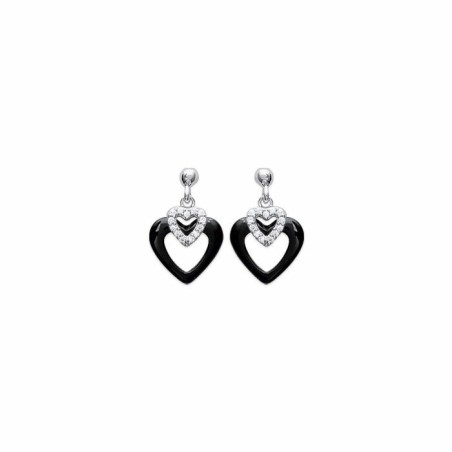 Boucles d'oreilles cœur  en argent et oxydes de zirconium - bijouterie haillot la seyne sur mer