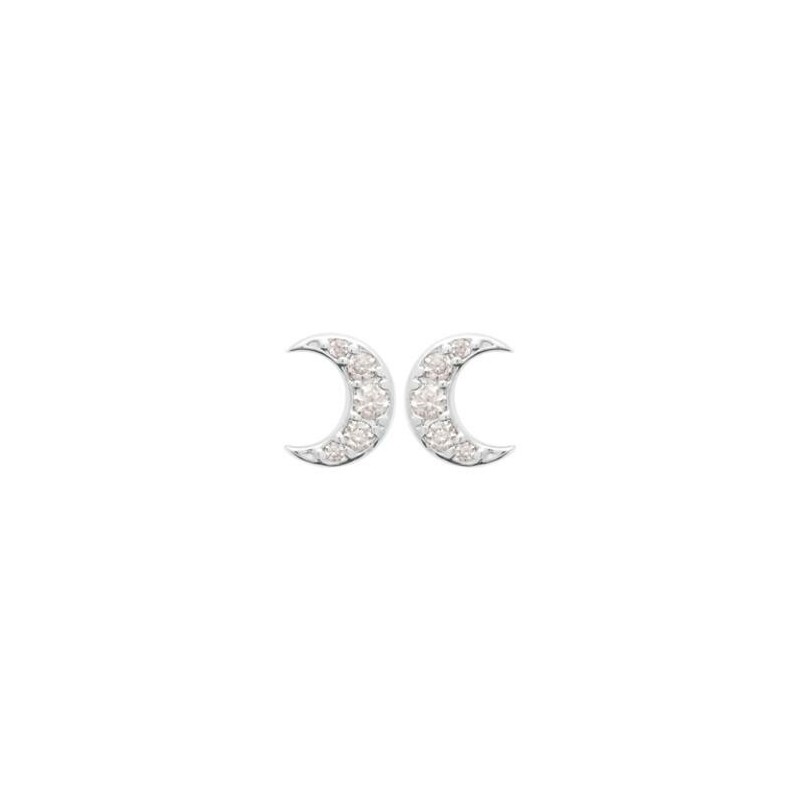 Boucles d'oreilles 1/2 lune en argent rhodié et oxydes de zirconium - bijouterie haillot la seyne sur mer