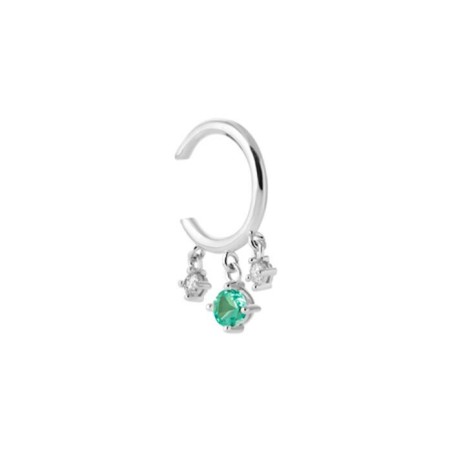 Mono boucle d'oreille en argent rhodié et oxyde de zirconium - bijouterie haillot la seyne sur mer
