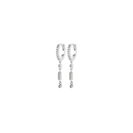 Boucles d'oreilles créole pendante en argent rhodié et oxydes de zirconium - bijouterie haillot la seyne sur mer
