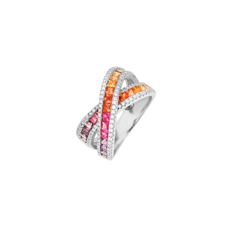 Bague Rainbow en or blanc, saphirs et diamants - bijouterie haillot la seyne sur mer