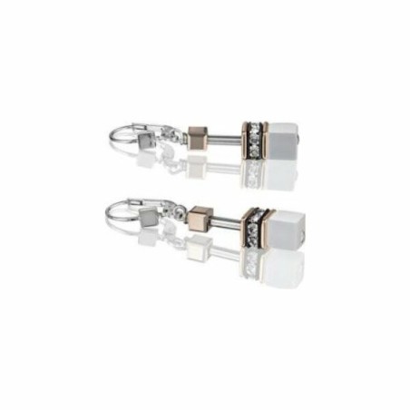 Boucles d'oreilles Coeur de Lion pendante , cristaux, rondelles de strass, métal doré rose et acier