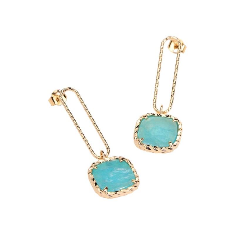 Boucles d'oreilles Ana & Cha Kiara en plaqué or jaune et amazonite - bijouterie haillot la seyne sur mer