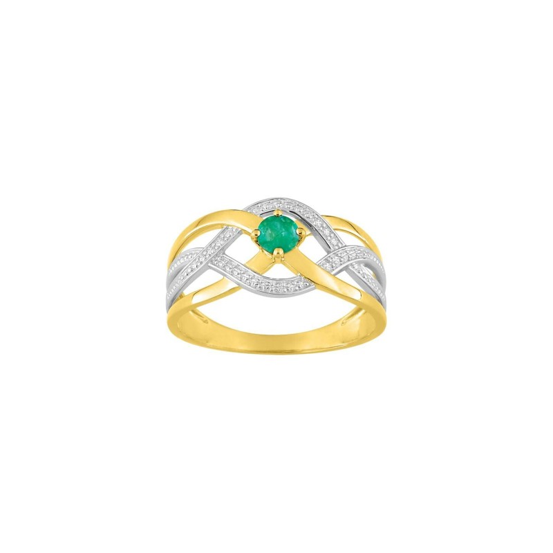 Bague en or jaune rhodié et émeraude - bijouterie haillot la seyne sur mer