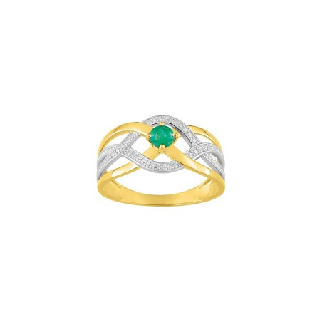 Bague en or jaune rhodié et émeraude - bijouterie haillot la seyne sur mer