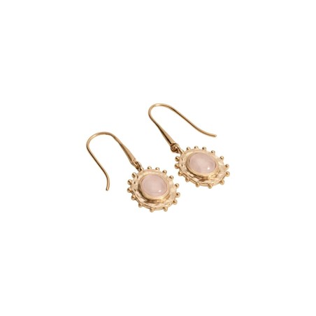 Boucles d'oreilles Ana & Cha Odile en plaqué or jaune et quartz rose - bijouterie haillot la seyne sur mer