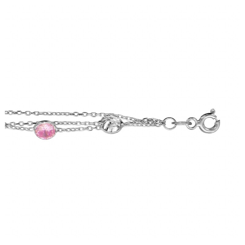 Bracelet argent rhodié 3 rangs pierres synthetique couleurs - bijouterie haillot la seyne sur mer