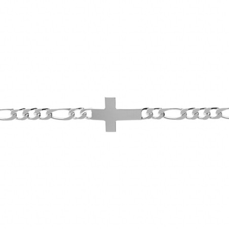 Bracelet argent passivé 1+3 4mm croix plate lisse - bijouterie haillot la seyne sur mer