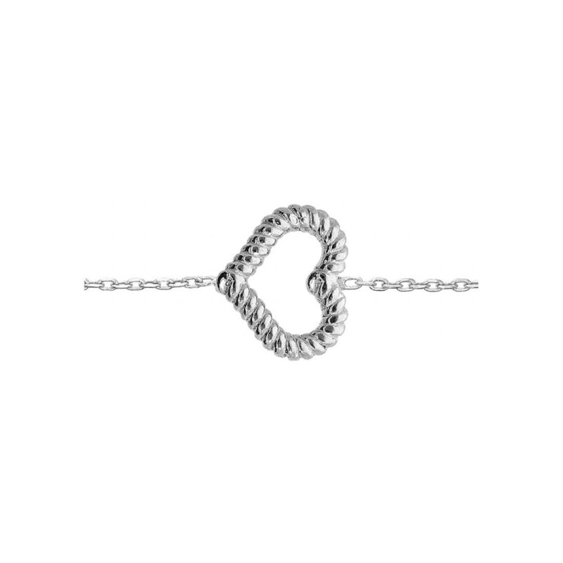Bracelet cœur torsadé evidé en argent rhodié - bijouterie haillot la seyne sur mer