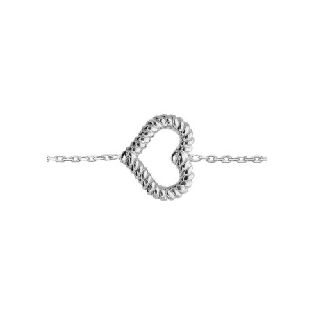 Bracelet cœur torsadé evidé en argent rhodié - bijouterie haillot la seyne sur mer