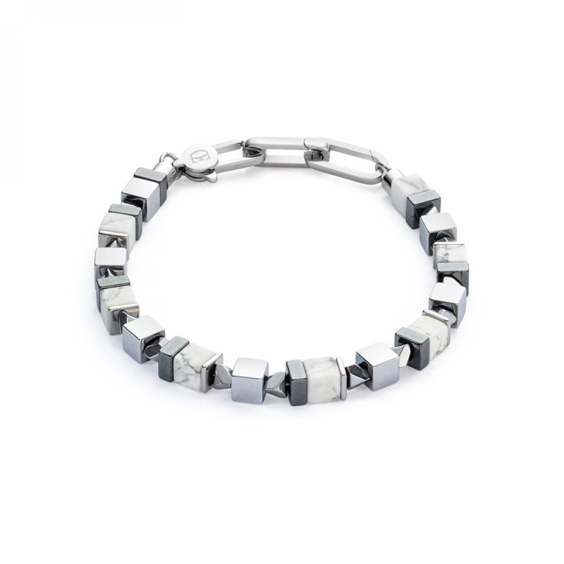 Bracelet GeoCUBE acier cubes onyx hématite - bijouterie haillot la seyne sur mer