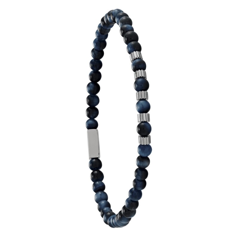 Bracelet Acier œil de tigre bleu - bijouterie haillot la seyne sur mer