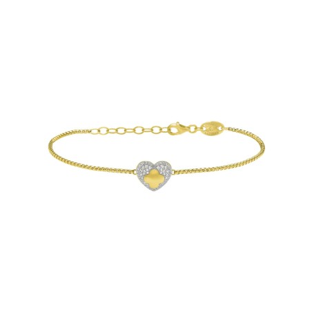 Bracelet Charles Garnier cœur en argent doré, oxyde de zirconium et oxyde de zirconium - bijouterie haillot la seyne sur mer