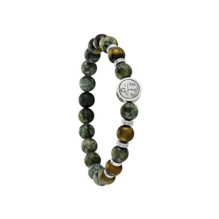 Bracelet Jourdan Bijoux en acier, œil de tigre et turquoise - bijouterie haillot la seyne sur mer