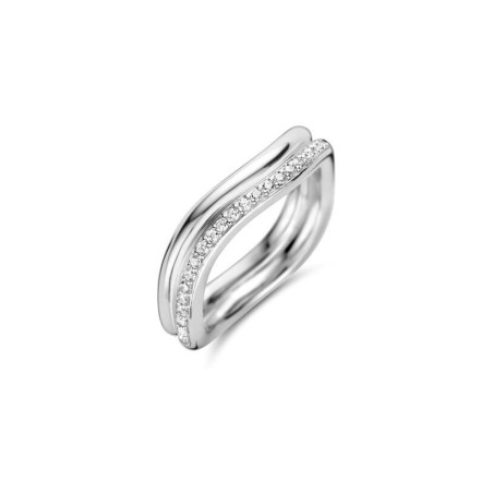 Bague Ti Sento en argent plaqué platine et oxydes de zirconium - bijouterie haillot la seyne sur mer