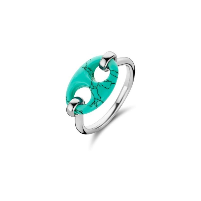 Bague Ti Sento en argent plaqué platine et turquoise - bijouterie haillot la seyne sur mer