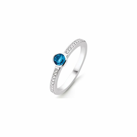 Bague Ti Sento en argent et pierre synthétique bleu foncé, serti clos - bijouterie haillot la seyne sur mer