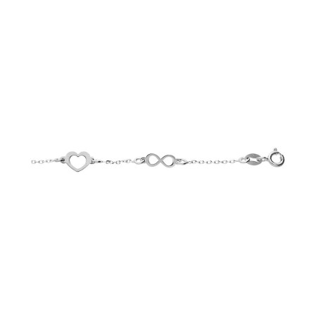 Bracelet cœur et infini en argent rhodié - bijouterie haillot la seyne sur mer