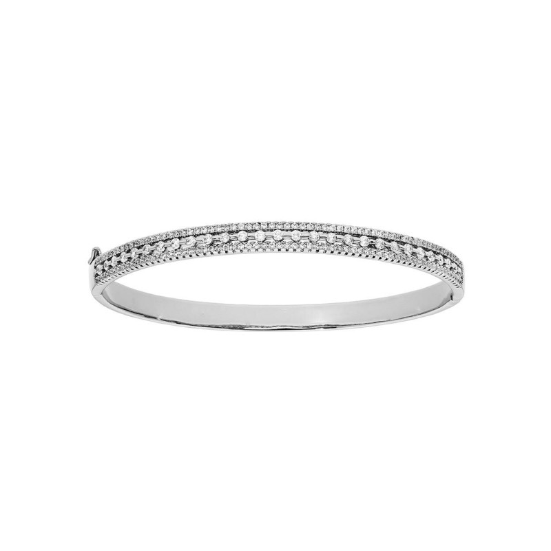 Bracelet jonc ouvrant en argent rhodié et oxydes de zirconium - bijouterie haillot la seyne sur mer