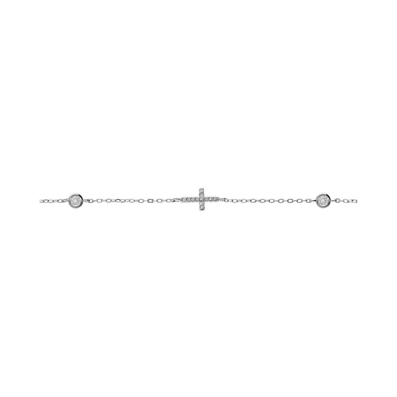 Bracelet en argent croix et oxydes de zirconium - bijouterie haillot la seyne sur mer