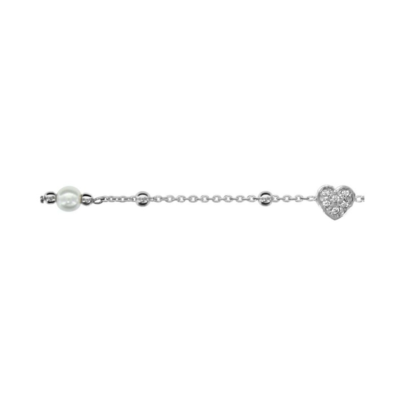 Bracelet cœur en argent rhodié et perle d'eau douce- bijouterie haillot la seyne sur mer