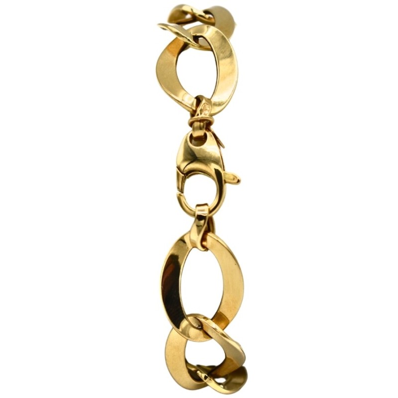 Bracelet maille ronde creuse  or jaune 18 k - bijouterie haillot la seyne sur mer