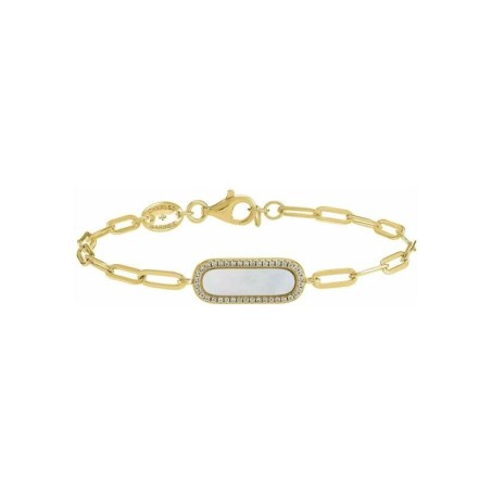 Bracelet Charles Garnier en argent doré, oxydes de zirconium et nacre - bijouterie haillot la seyne sur mer