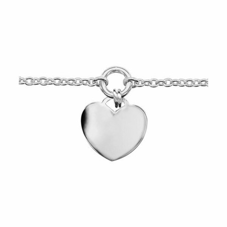 Bracelet argent rhodié chaînette pampille cœur 16+3cm réglable - bijouterie haillot la seyne sur mer