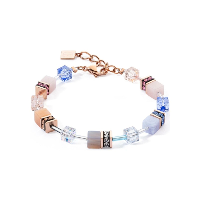 Bracelet Coeur de Lion en acier, agate, aventurine rose, calcédoine - bijouterie haillot la seyne sur mer