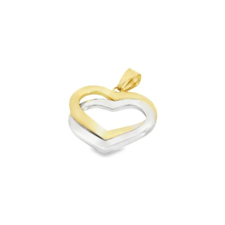 Pendentif Coeur bicolore en or jaune et blanc 18k - Bijouterie Haillot La Seyne Sur Mer Six Fours 83