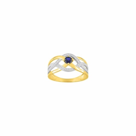 Bague en or jaune, rhodium et saphir - bijouterie haillot la seyne sur mer