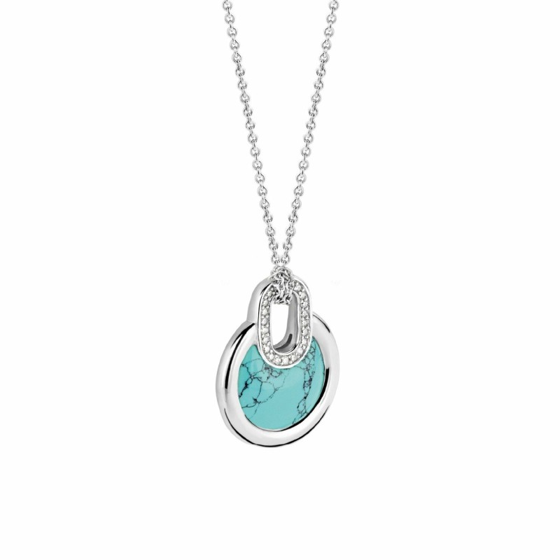 Collier Ti Sento en argent, oxydes de zirconium et pierre synthétique turquoise 