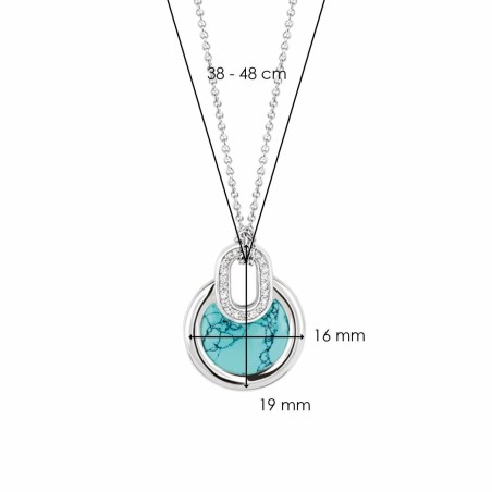 Collier Ti Sento en argent, oxydes de zirconium et pierre synthétique turquoise 