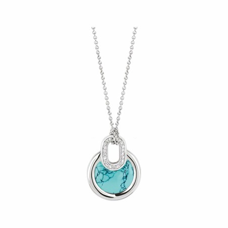 Collier Ti Sento en argent, oxydes de zirconium et pierre synthétique turquoise