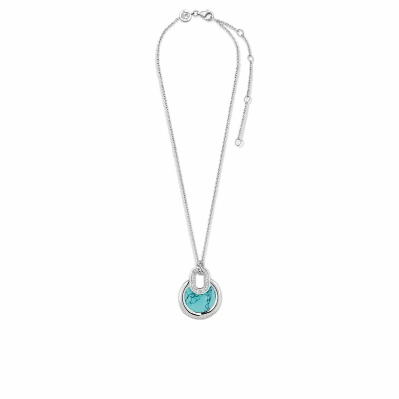 Collier Ti Sento en argent, oxydes de zirconium et pierre synthétique turquoise 