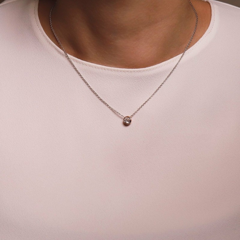 Collier Ti Sento en argent doré rose et oxydes de zirconium, serti clos - Bijouterie Haillot La Seyne Sur Mer Six Fours 83