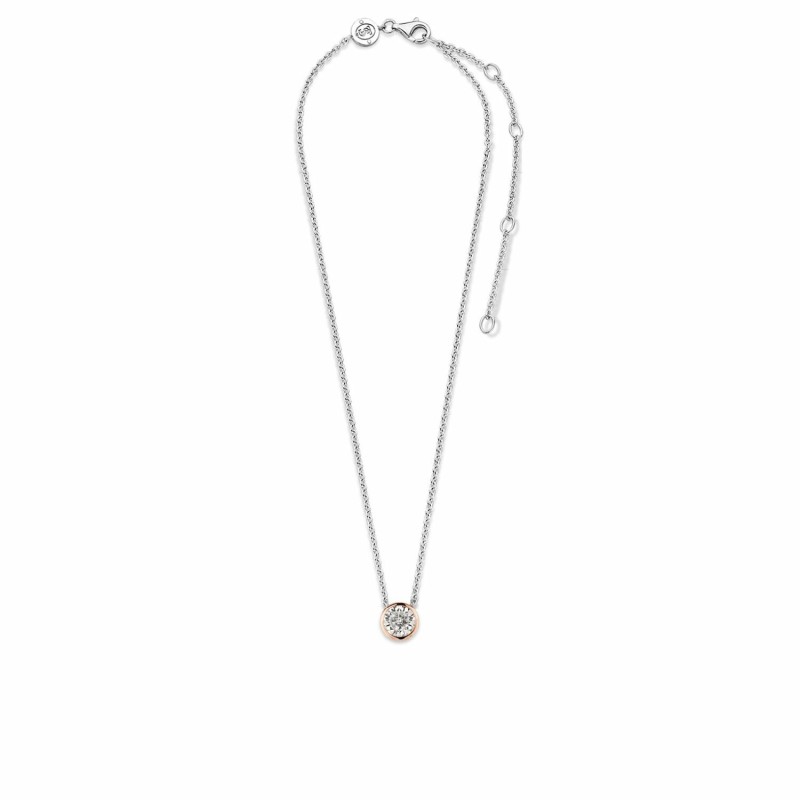 Collier Ti Sento en argent doré rose et oxydes de zirconium, serti clos - Bijouterie Haillot La Seyne Sur Mer Six Fours 83