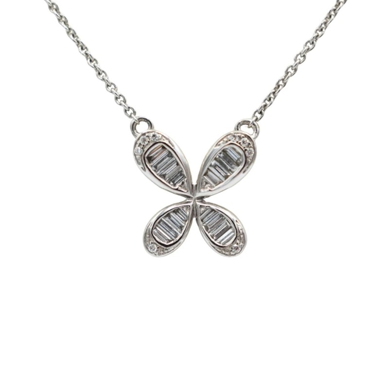 Collier Papillon Or Blanc 18k Diamants - Bijouterie Haillot La Seyne Sur Mer Six Fours 83