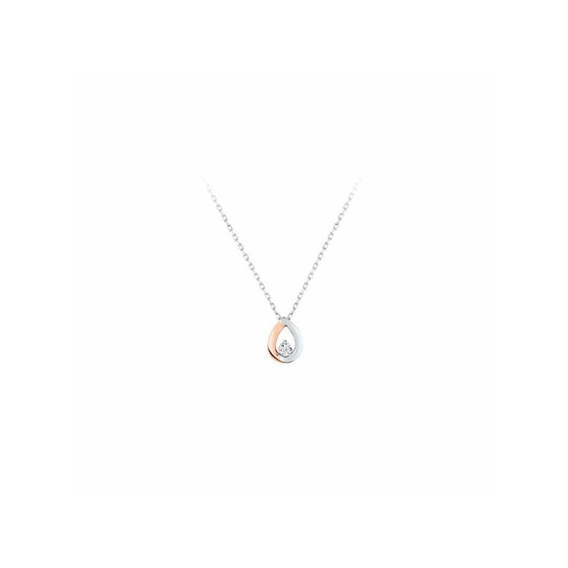 Collier Goutte en or blanc et or rose 18k et diamant - Bijouterie Haillot La Seyne Sur Mer Six Fours 83