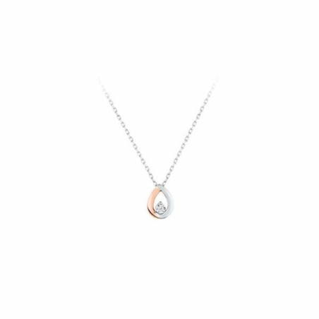 Collier Goutte en or blanc et or rose 18k et diamant - Bijouterie Haillot La Seyne Sur Mer Six Fours 83